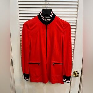 Red zip longline bomber, Per Se by Carlisle, size M/L